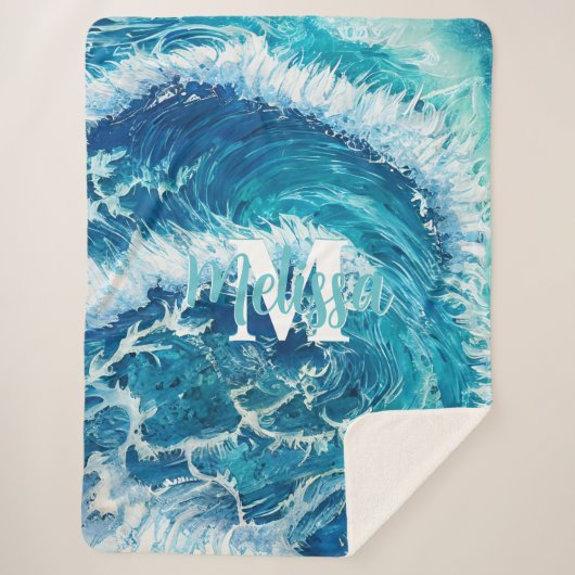Couverture Sherpa Blue Ocean Wave II (Devant)
