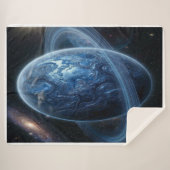 Couverture Sherpa Blue Planet with Blue Rings (Devant (Horizontal))