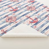 Couverture Sherpa Blue Red Anchors Floral Stripes Beach  (3/4)