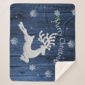Couverture Sherpa Blue Rustic Christmas Reindeer Sherpa Blanket (Devant)
