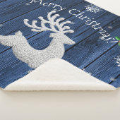Couverture Sherpa Blue Rustic Christmas Reindeer Sherpa Blanket (3/4)
