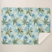 Couverture Sherpa Blue Skies Tropical Island Palm Trees (Devant (Horizontal))