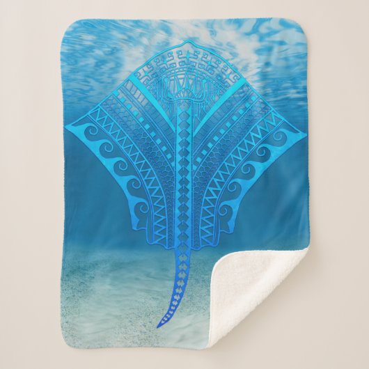 Couverture Sherpa Blue Tribal Stingray (Devant)