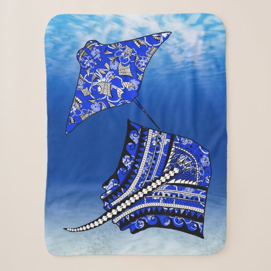 Couverture Sherpa Blue Tribal Stingrays (Devant)