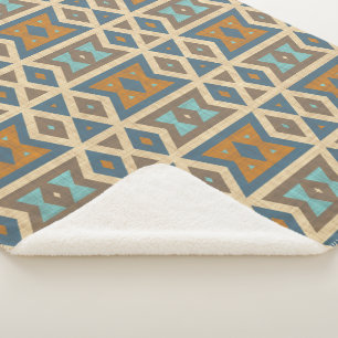Couverture Sherpa Blue Turquoise Turquoise Orange Tan Brown Tribal A
