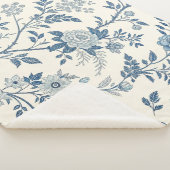 Couverture Sherpa Blue Vintage Floral Pattern (3/4)