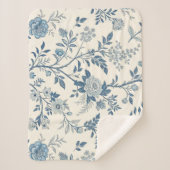 Couverture Sherpa Blue Vintage Floral Pattern (Devant)