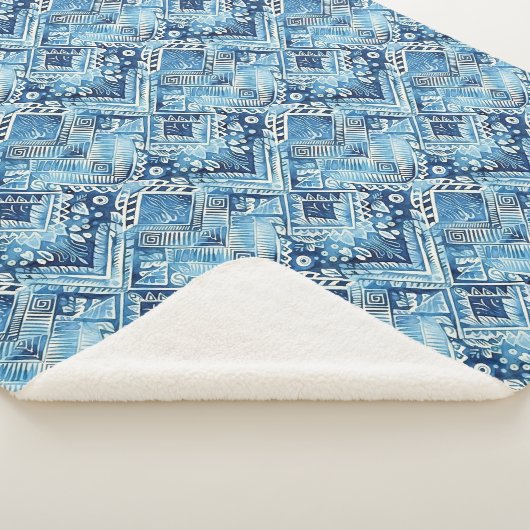 Couverture Sherpa Blue White Batik (3/4)