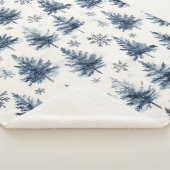 Couverture Sherpa Blue White Christmas Trees Snowflakes (3/4)