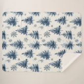 Couverture Sherpa Blue White Christmas Trees Snowflakes (Devant (Horizontal))