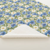 Couverture Sherpa Blue White Daisy Flowers (3/4)