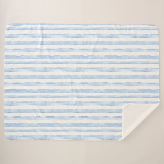 Couverture Sherpa Blue White Stripes   (Devant (Horizontal))