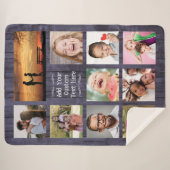 Couverture Sherpa Blue Wood Custom Photo Collage with Text (Devant (Horizontal))