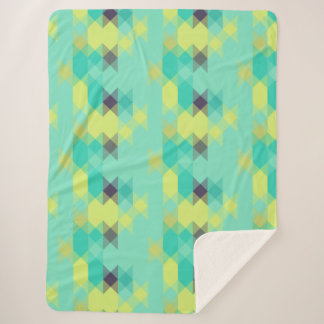 Couverture Sherpa blue yellow turquoise yellow and aqua