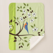 Couverture Sherpa Bluebird Est Sur Flower Tree (Devant)