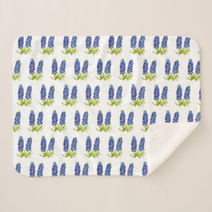 Couverture Sherpa Bluebonnets Texas Flowers Fleur sauvage Aquarelle