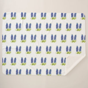 Couverture Sherpa Bluebonnets Texas Flowers Fleur sauvage Aquarelle