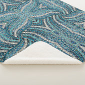 Couverture Sherpa bohème chic gris argenté bleu turquoise (3/4)