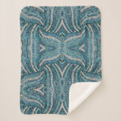 Couverture Sherpa bohème chic gris argenté bleu turquoise (Devant)