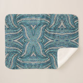 Couverture Sherpa bohème chic gris argenté bleu turquoise (Devant (Horizontal))