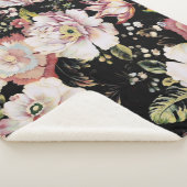Couverture Sherpa bohème chic rose pâle fleurs sombres floral (3/4)
