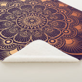 Couverture Sherpa Bohème foncé violet pêche Mandala (3/4)
