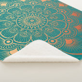 Couverture Sherpa Bohème Turquoise Peach Mandala (3/4)