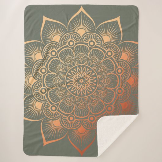 Couverture Sherpa Bohemian Sage Green Mandala (Devant)