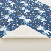 Couverture Sherpa Boho bleu avec licorne (3/4)