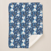 Couverture Sherpa Boho bleu avec licorne (Devant)
