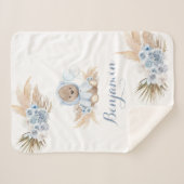 Couverture Sherpa Boho Blue Bear Nouveau bébé garçon Sherpa Blanket (Devant (Horizontal))