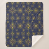 Couverture Sherpa Boho Celestial Sun Stars Motif bleu (Devant)