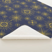 Couverture Sherpa Boho Celestial Sun Stars Motif bleu (3/4)