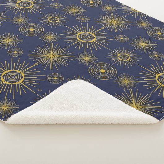 Couverture Sherpa Boho Celestial Sun Stars Motif bleu (3/4)