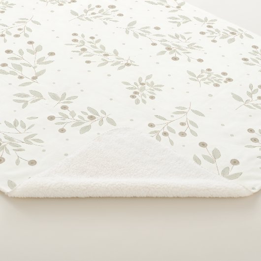 Couverture Sherpa Boho Chic Botanical Leaves and Berries Pattern  (3/4)