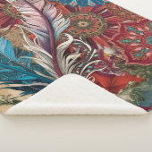 Couverture Sherpa Boho Chic Mystérieux Mandala Feather (3/4)