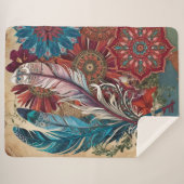 Couverture Sherpa Boho Chic Mystérieux Mandala Feather (Devant (Horizontal))