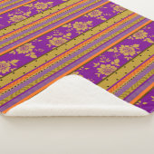 Couverture Sherpa Boho Chic violet orange Motif à rayures florales (3/4)