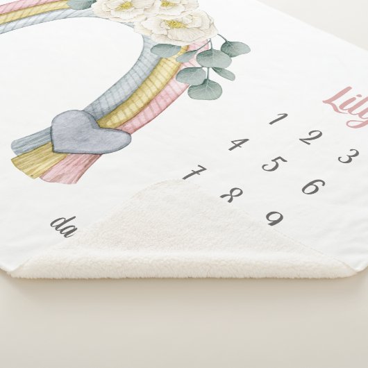 Couverture Sherpa Boho Floral Fiber arc-en-ciel Milestone Baby (3/4)