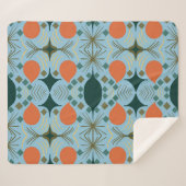 Couverture Sherpa Boho Géométrique Diamant Bleu (Devant (Horizontal))