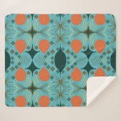 Couverture Sherpa Boho Géométrique Diamant Turquoise (Devant (Horizontal))