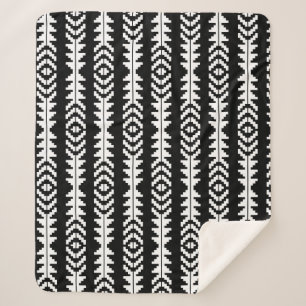 Couverture Sherpa Boho géométrique noir et blanc