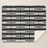 Couverture Sherpa Boho géométrique noir et blanc (Devant (Horizontal))