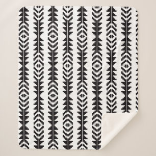 Couverture Sherpa Boho géométrique noir et blanc