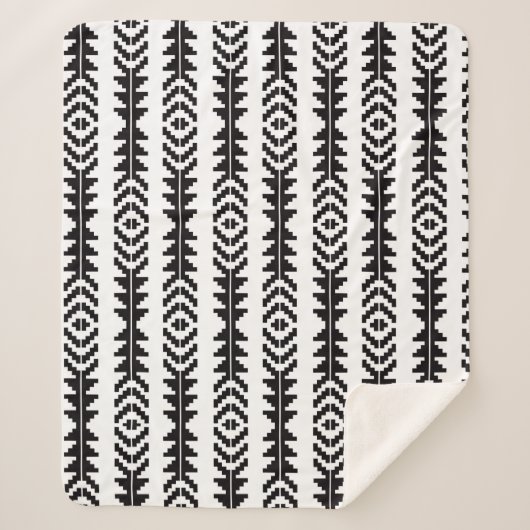 Couverture Sherpa Boho géométrique noir et blanc (Devant)
