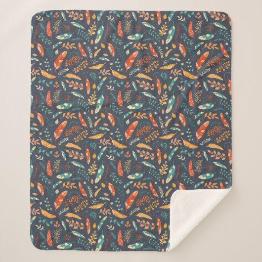 Couverture Sherpa Boho Hippie Motif de plume (Devant)