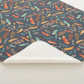 Couverture Sherpa Boho Hippie Motif de plume (3/4)