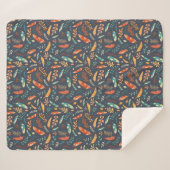Couverture Sherpa Boho Hippie Motif de plume (Devant (Horizontal))