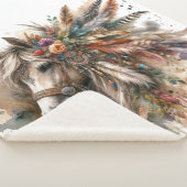 Couverture Sherpa Boho Horse with feathers (3/4)