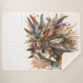 Couverture Sherpa Boho Horse with feathers (Devant (Horizontal))